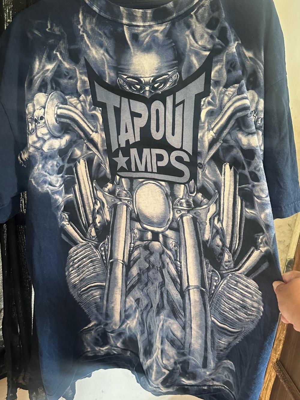 Tapout Navy and Silver Motorcycle Graphic Tee